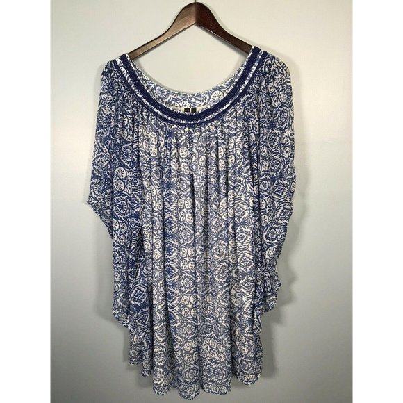 MING SUIT Women’s Blouse Size 8 Blue White Flowy - Picture 5 of 11